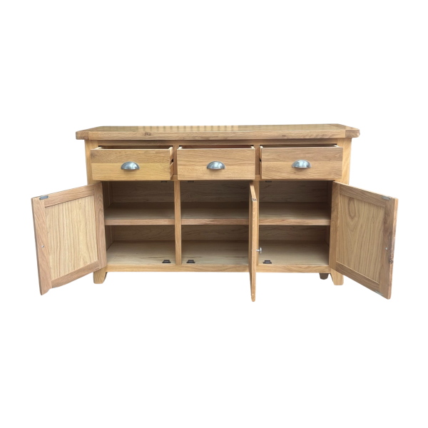 York Oak 3 Drawer 3 Door Sideboard